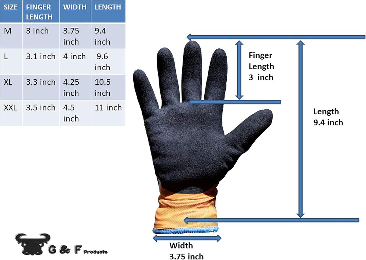 Waterproof Winter Work Gloves, Insulated, Windproof, Abrasion-Resistant, HPT Palm Coating