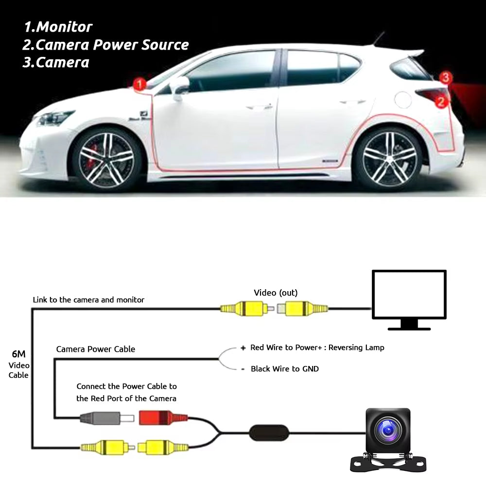 ESSGOO 720P AHD Rear View Camera Reversing Camera for Car Radio Car Acesssories Reverse Parking Monitor 6M Cable